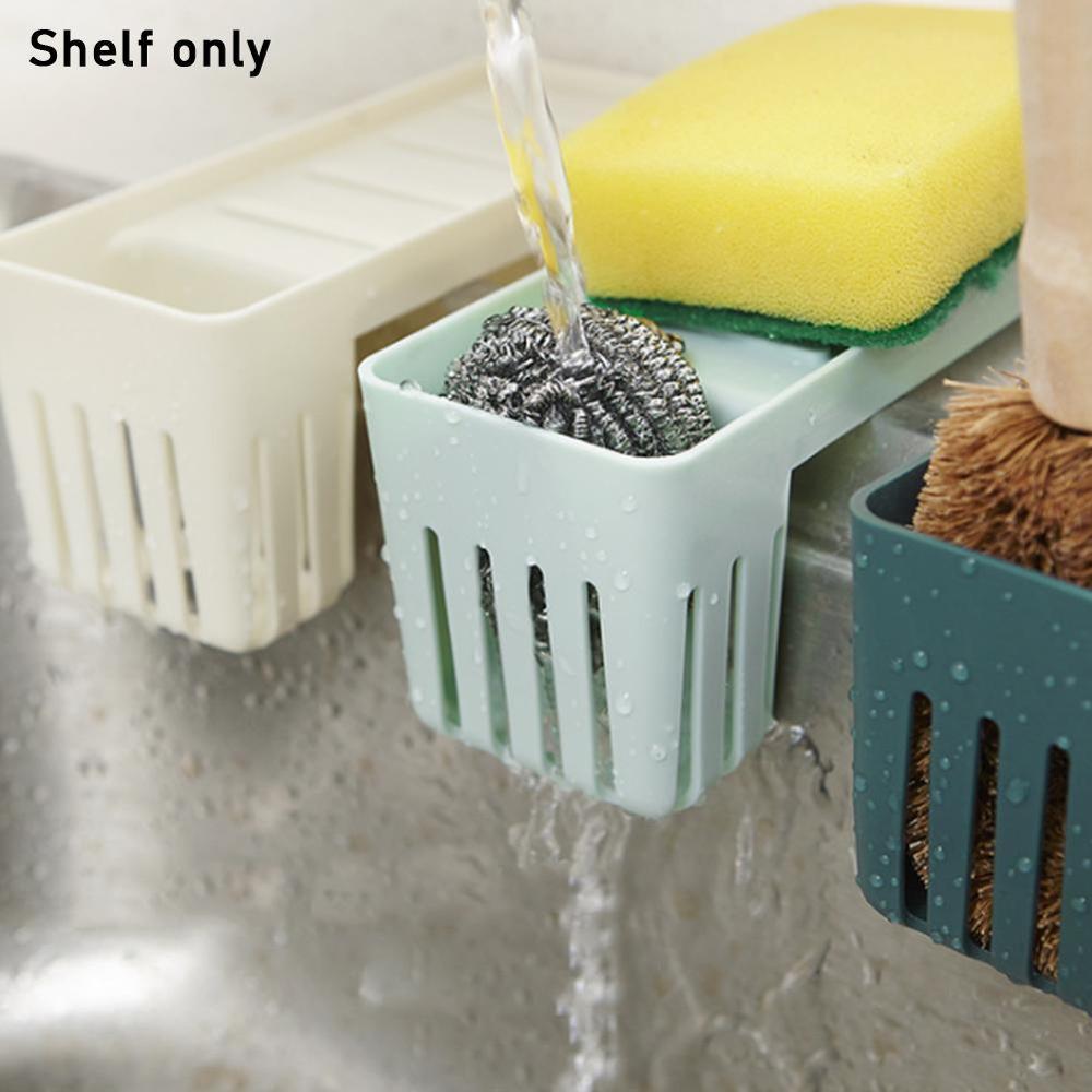 Kitchen Fork Spoon Container Sink Drain Shelf Brush Sponge Holder Organizer Desktop Suction Cup Hanging Storage Basket Rack