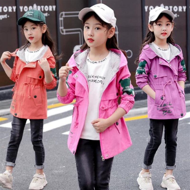5-12Y Spring autumn Girls jacket children's clothing girl trench coat kids jacket girl coats Trench Wind Dust Outerwear