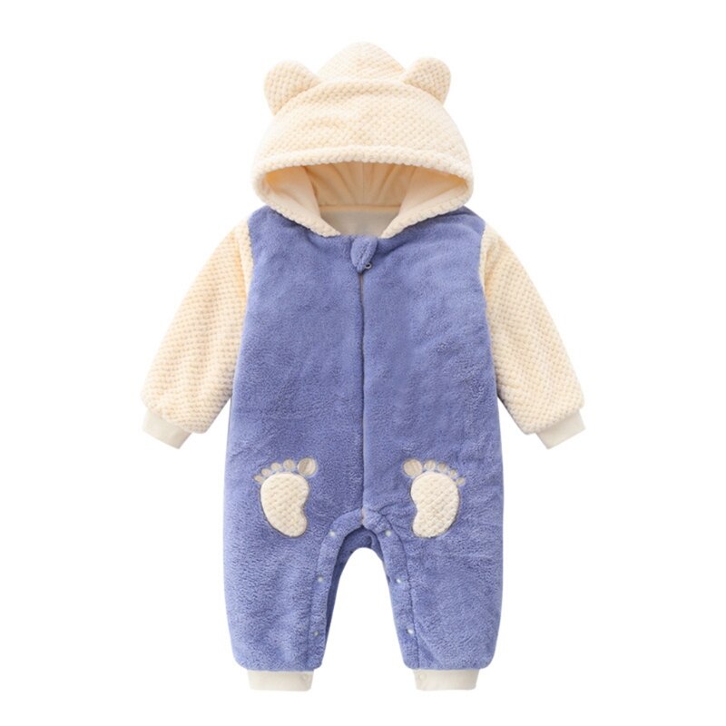 Karikatur Bär Baby Hoodie Strampler Winter Herbst Langen Ärmeln Neugeborene Baby Mädchen Kleidung Baby Jungen Gesamt Bodysuit Für Kleinkind: Blau / CN Größe 66(6-9 M)