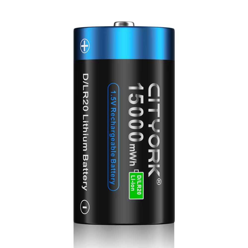 CITYORK-batería de litio recargable tamaño D, 1,5 V, carga USB, baterías de iones de litio R20 LR20 con USB para estufa de Gas, linterna de agua: Oro