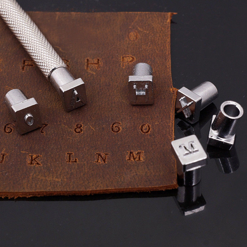 36 stk læder alfabet & nummer prægning stempel punch sæt læder træ håndværktøj