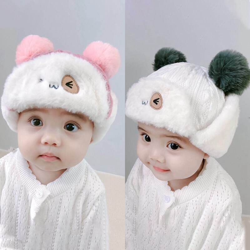 Baby Boys Girls Hat Kids Children Cute Ear Flap Muff Winter Warm Plush Cotton Cap