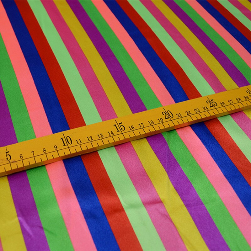 100x150 cm Polyester Satin Bunte Streifen Stoff DIY Kostüm Hochzeit Deco 1118