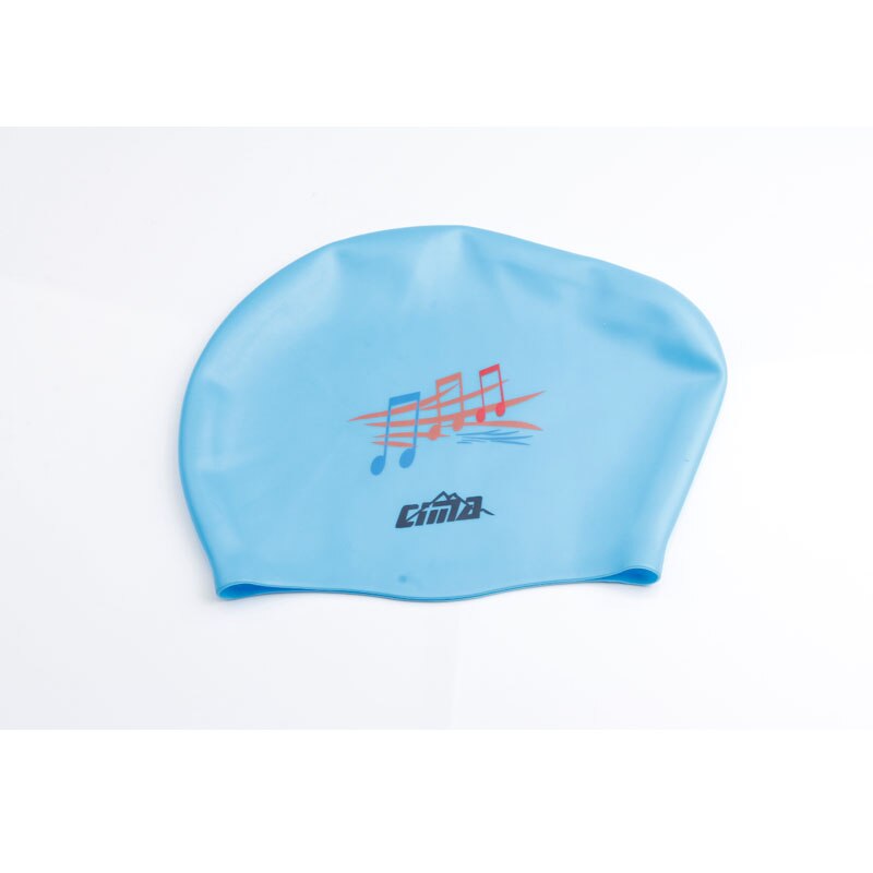 Swimming Cap Women Silicone Long Hair Extra Large Big Waterproof Swim Hat for Lady with Ear Cup Protect Elastic Swimming Caps: Sky Blue Music