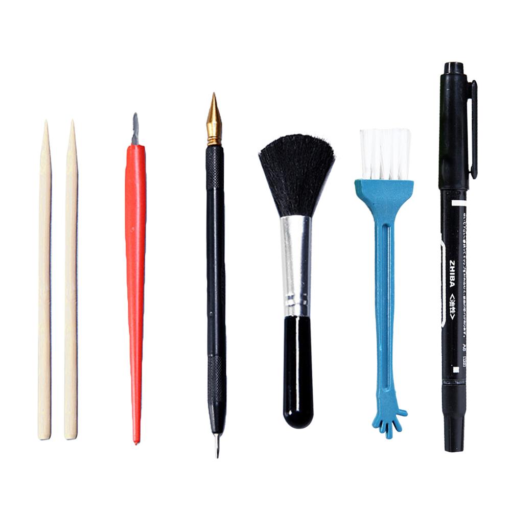 14PCS Scratch Tool Set with Bamboo Sticks Scraper Repair Scratch Pen Black Brush for Kids Children Scratch Painting: 7pcs