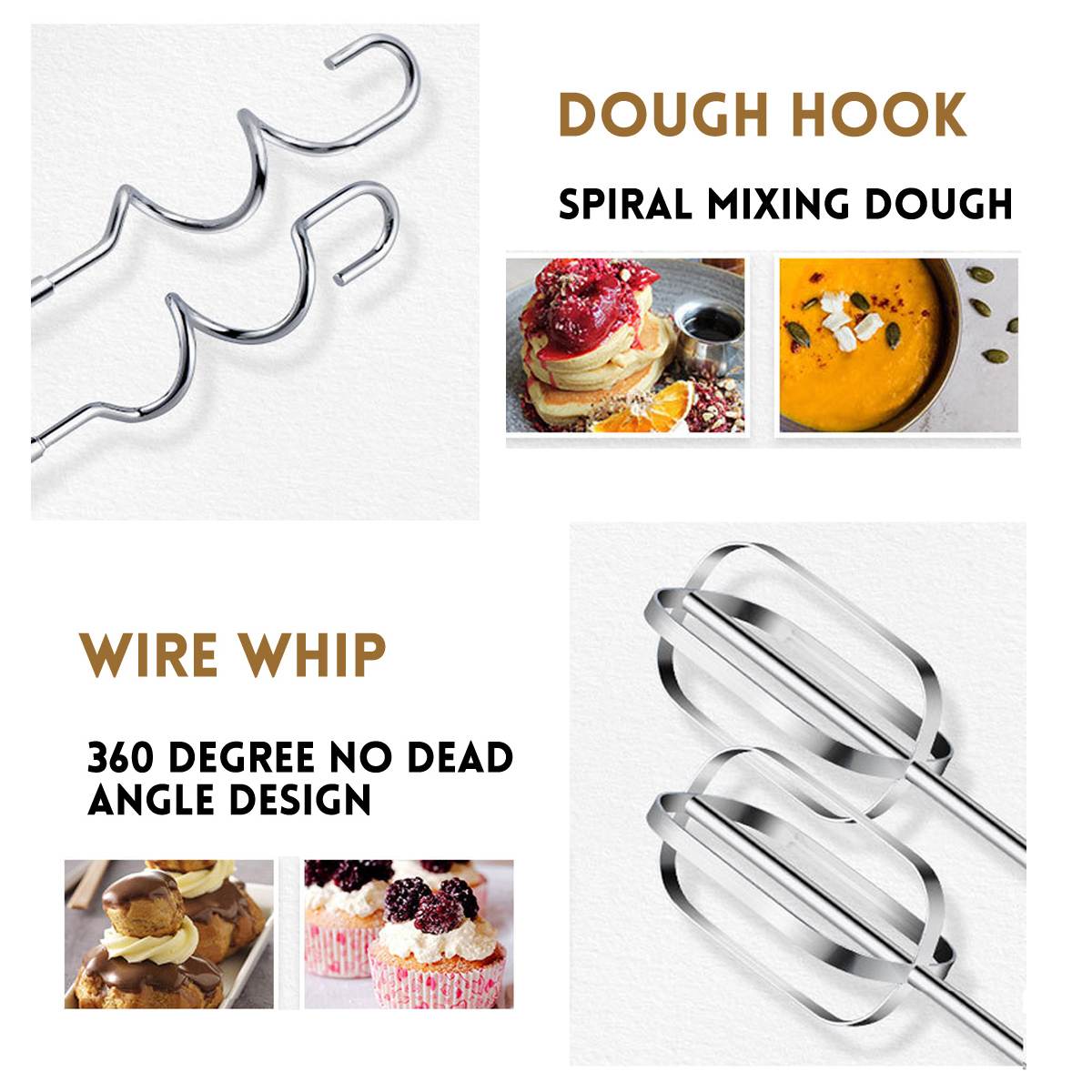 500W Power Electric Food Mixer Hand Blender 5 Speeds Dough Blender Egg Beater Food Processor Kitchen Manual Cooking Tools