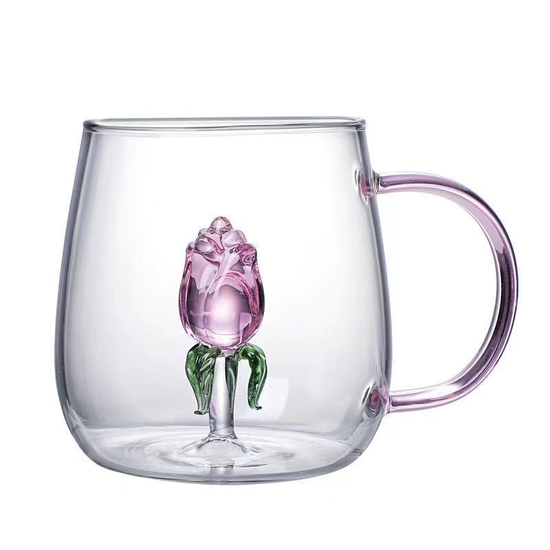 400ml 13oz 3d kaktus rose and flamingo dyr vandglas krus kop med hank til piger børn elskere bryllup: Klar