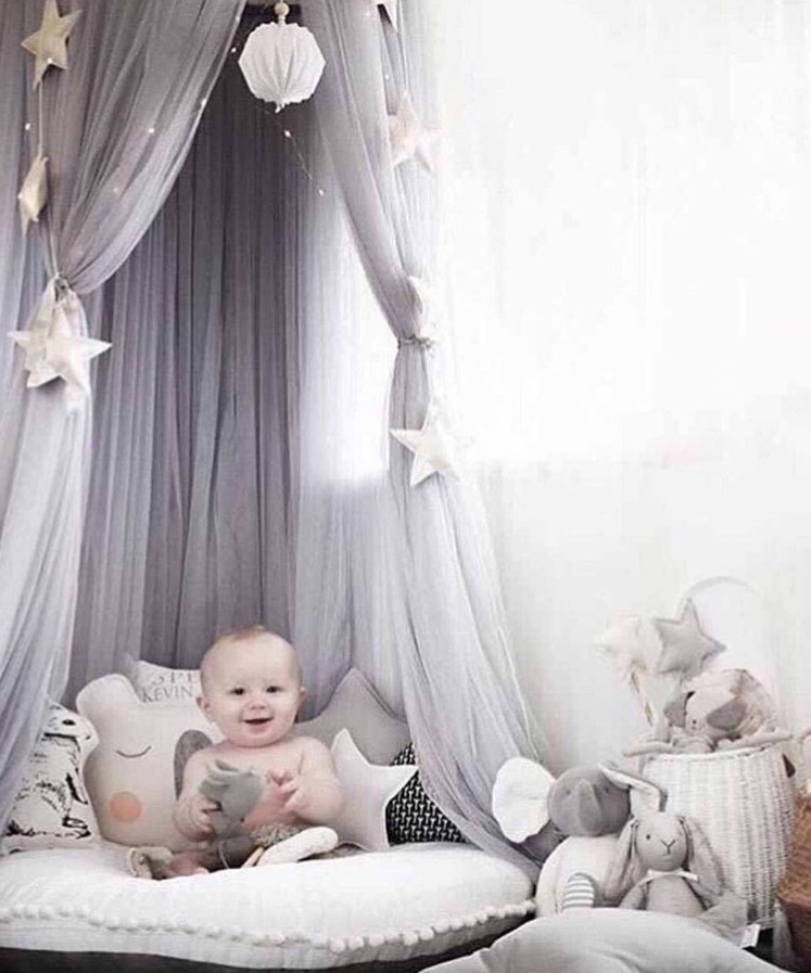 Prinses Meisje Kant Ronde Hung Dome Klamboe Kinderen Room Decor Nordic Baby Crib Gordijn Meisje Slaapkamer Tent Luifel Bed