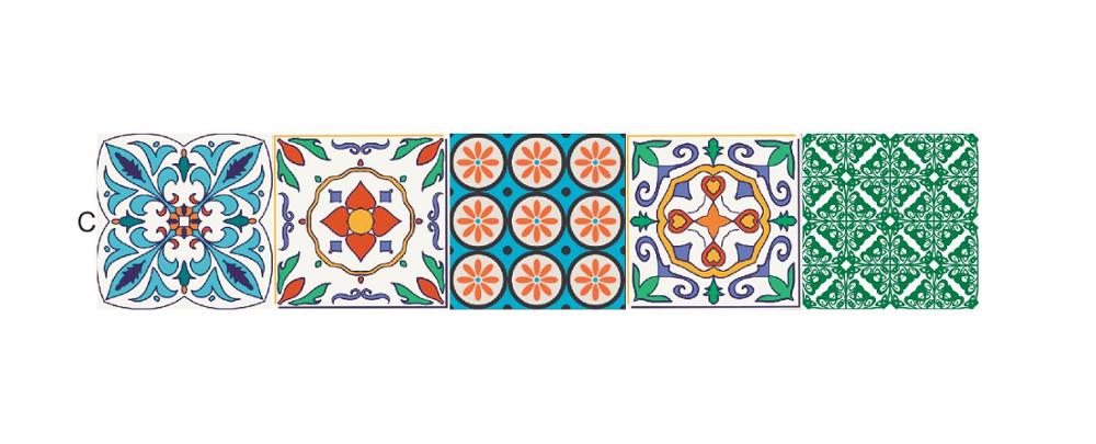 Pegatinas de pared de azulejos de cerámica de colores, papel tapiz de decoración del hogar, armario, baño, cocina, póster artístico de vinilo, pelar y pegar: MZ012   C / 15cmX75cmX1pc