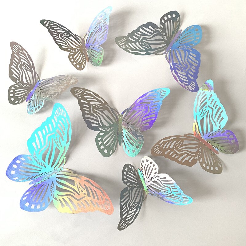 Autocollants muraux papillons en cristal effet 3D, 12 pièces/lot, beaux autocollants muraux pour chambre d'enfants, décoration de la maison