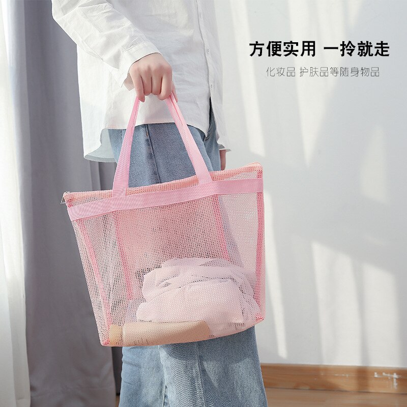 Beach Bag Single Shoulder Mesh Bath Bag Dry Wet Separation Swimming Bag Bath Bag Travel Portable Storage Bag