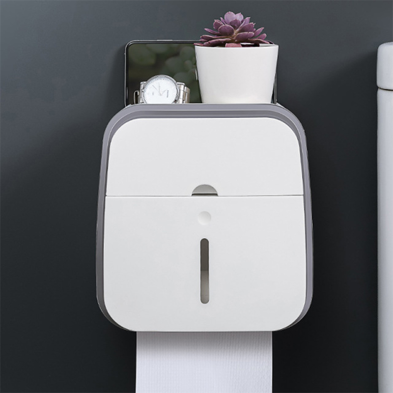 Penguin Toilet Paper Holder Portable Waterproof Wall Mounted Storage Box Tray Tissue Box Organizer Bathroom Accessories: Gray
