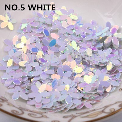 50G Pvc Bloem Pailletten Pruimenbloesem 10Mm Met 1 Center Hole Cup Losse Paillette: White