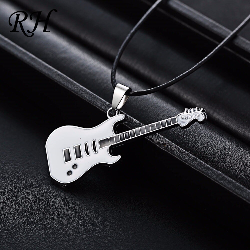 Edelstahl Gitarre Halsketten punk rock Halskette Anhänger Ketten Zubehör Musik Schmuck instrumente Choker