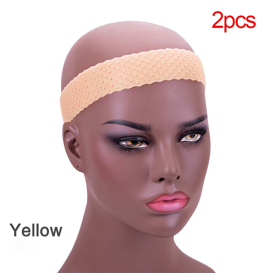 Stirnband Perücke Zubehör Silikon Band Für Perücke Einstellbar Silikon Stirnband Für Perücken Frauen Haar Band Transparent Gummi Haar: 2pcs-yellow