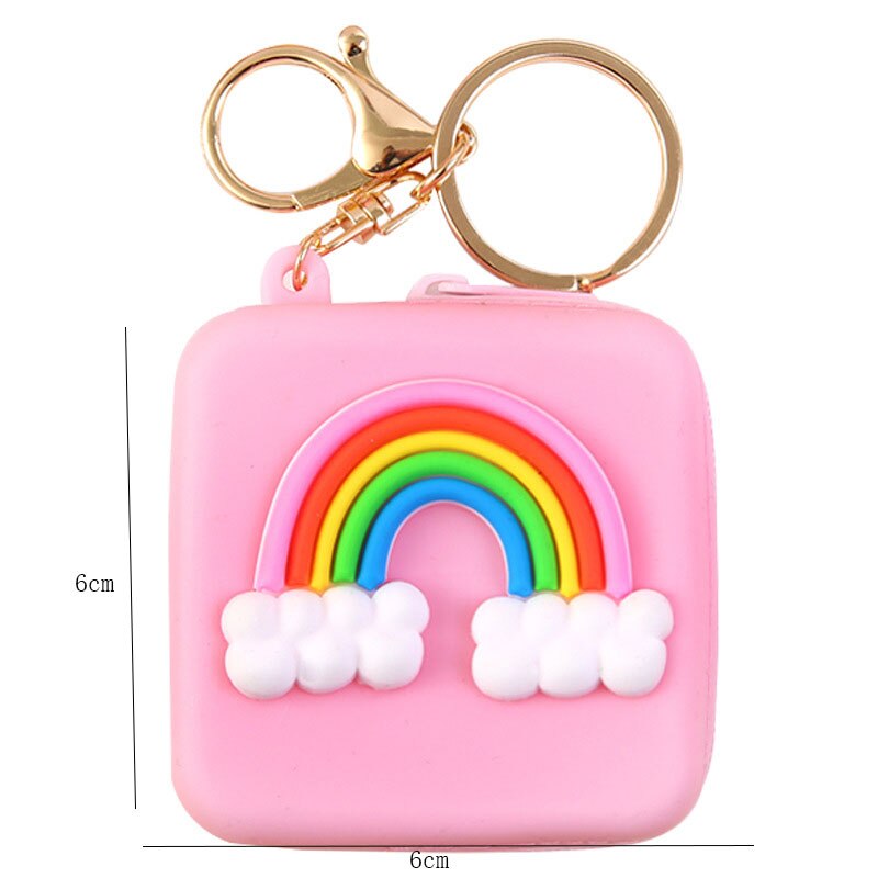 Cute Round Silicone Coin Wallet Bag Candy Color Zipper Small Women Girls Keychain Key Bag Mini Headset Bag Purse Kid