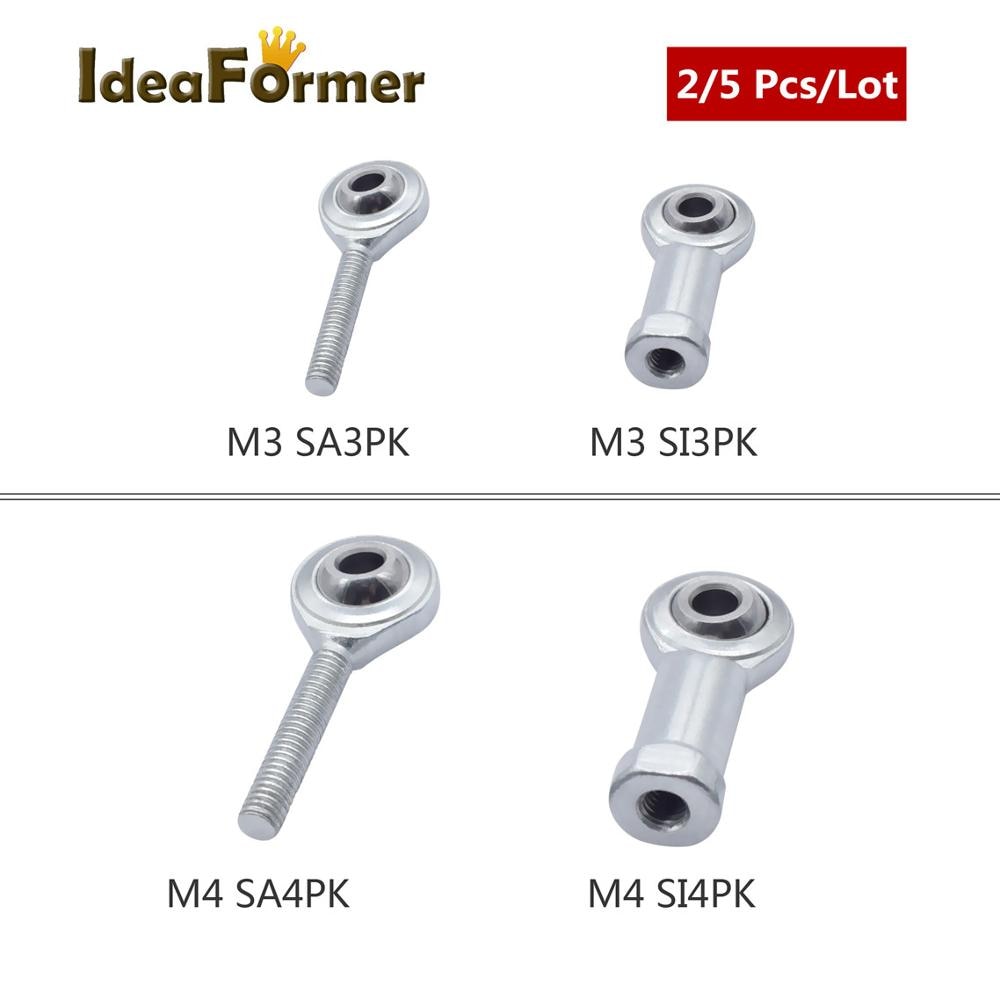 2/5 pces sa4pk sa3pk masculino si3pk si4pk fêmea fisheye rolamento m3/m4 rosca direita haste extremidade rolamento de junção para impressora 3d delta kossel.