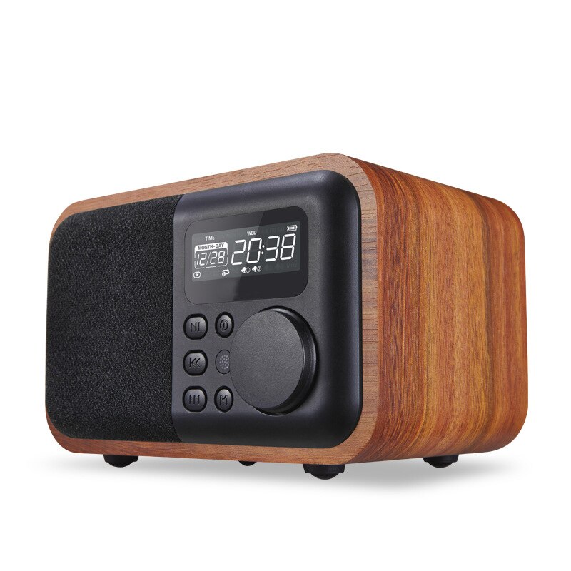 Kleine Audio Subwoofer Bluetooth Speaker Plug-In Radio Meubels Houten Multimedia Mini Wekker: Walnut