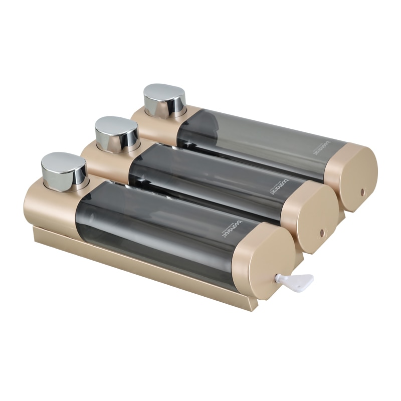 Triple Soap Dispenser Wall Mount Shampoo Dispensers Detergent Shower Gel Bottle Gold 300ml Plastic Bathroom Accessories For Home