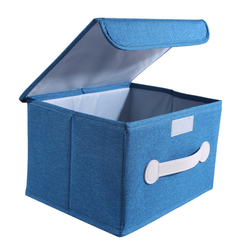 Fabric Storage Bin With Lid Handle Foldable Basket Organizer Large Boxes For Book Clothes Toy Nursery Bedroom Closet