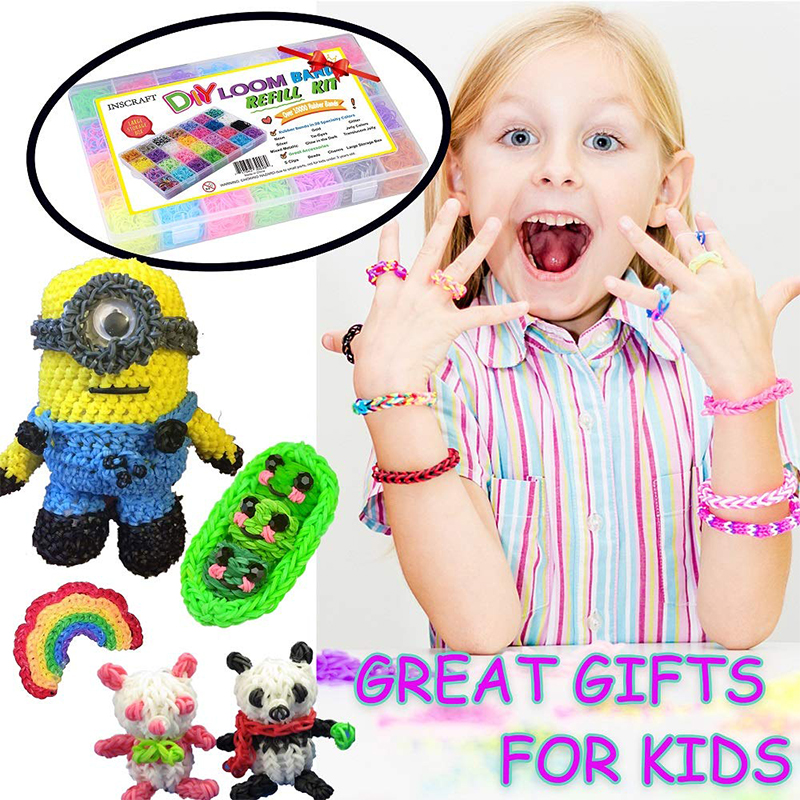 10000pc diy legetøjsgummi vævebånd sæt kid diy armbånd silikone elastik elastiske væve vævebånd legetøj børn varer