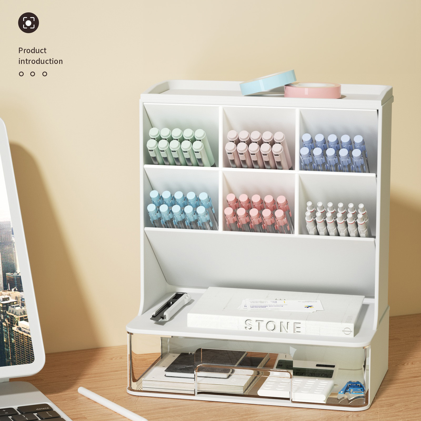 Kontor skrivebordsorganisator papirvarer arrangører opbevaring opsætning tilbehør skrivebord penholdere lyserøde gadgets