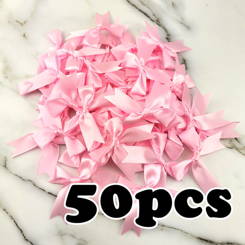 (50 uds) lazos de cinta rosa fresco de 1 pulgada, lazo de satén de poliéster, flor, decoración artesanal DIY: Rosa
