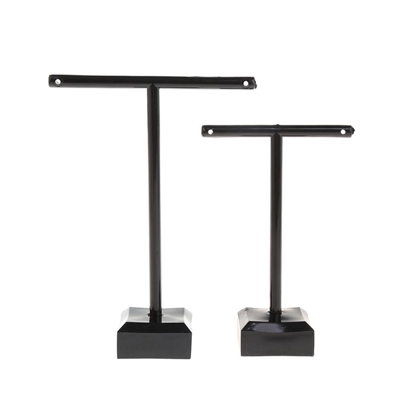 2 Pcs/Set Earrings Shelf Jewelry Display Rack T Shape Stand Show Charms Universal Showcase Boutique: black