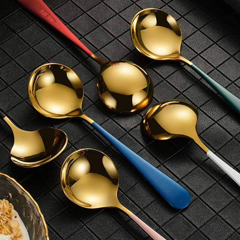 3 PCS Stainless Steel 304 Teaspoons Korean Cute Coffee Spoon Tableware Dinnerware Kitchen Dessert Spoon Serving Set