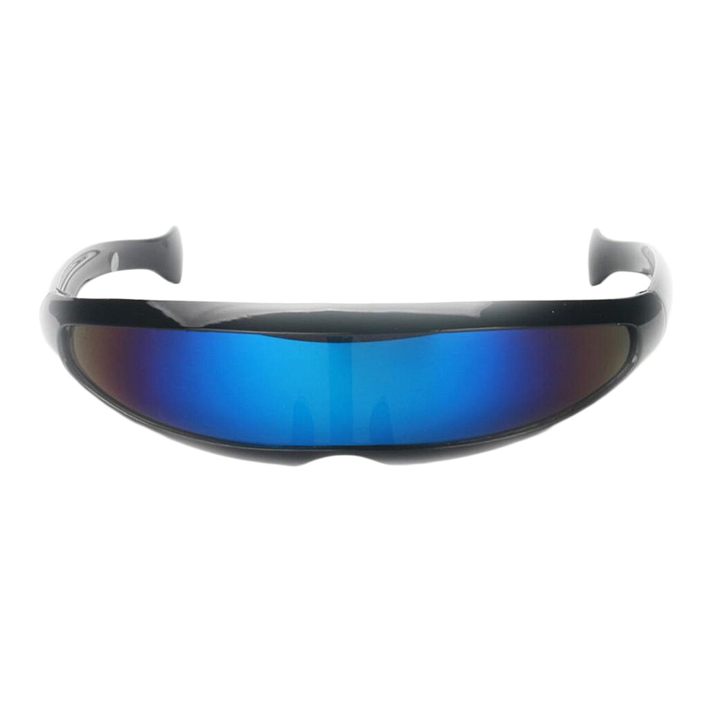 2 stk metallisk sølv smalle blå robot solbriller fancy dress up space kvinder herre cosplay tilbehør halloween briller