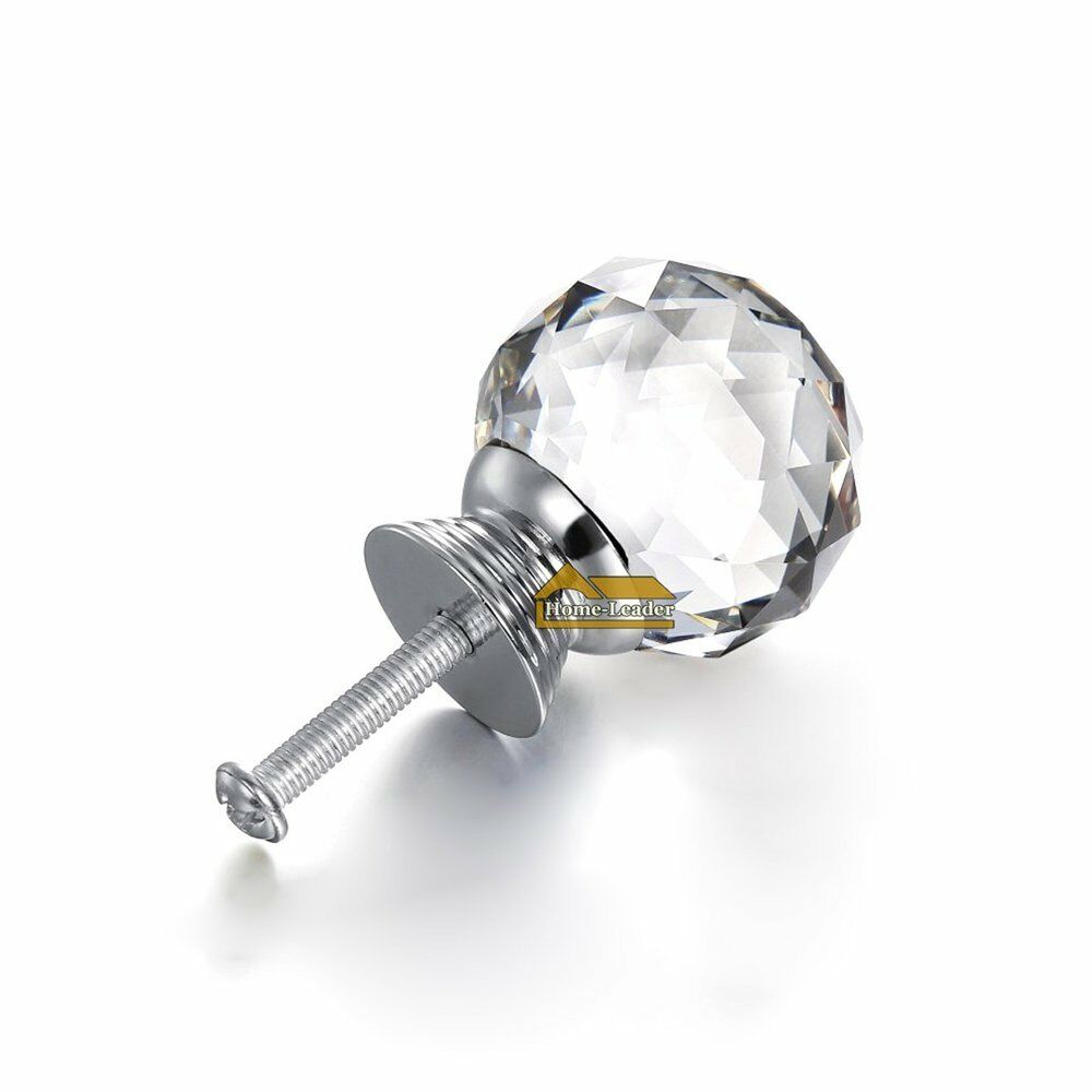 4 stk 30mm diamant krystal glas guld knopper skab skuffe træk køkken skab dør garderobe håndtag hardware