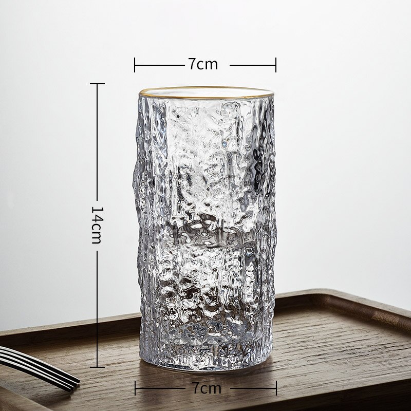 Glacier Texture Crystal Wine Glasses Nordic Modern Golden Stroke Colorful Bar Restaurant Cocktail Glass Home Drinkware: 7x14cm-B