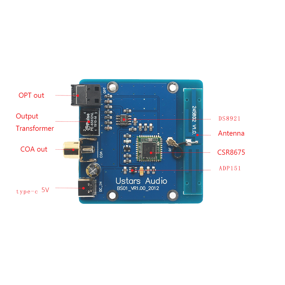 Bluetooth 5.0 csr 8675 modtager til koaksial optisk digital grænseflade aptx hd ldac 96 khz 24 bit 5v strøm
