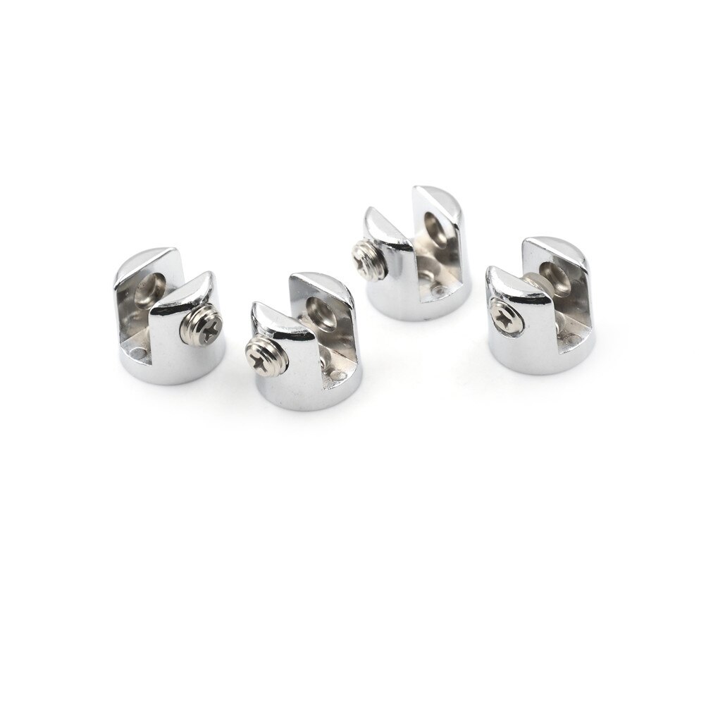 4x Glass Brackets Chrome Plated ZINC Alloy 6mm-8mm Adjustable Screw For Fit Most Glass Brackets