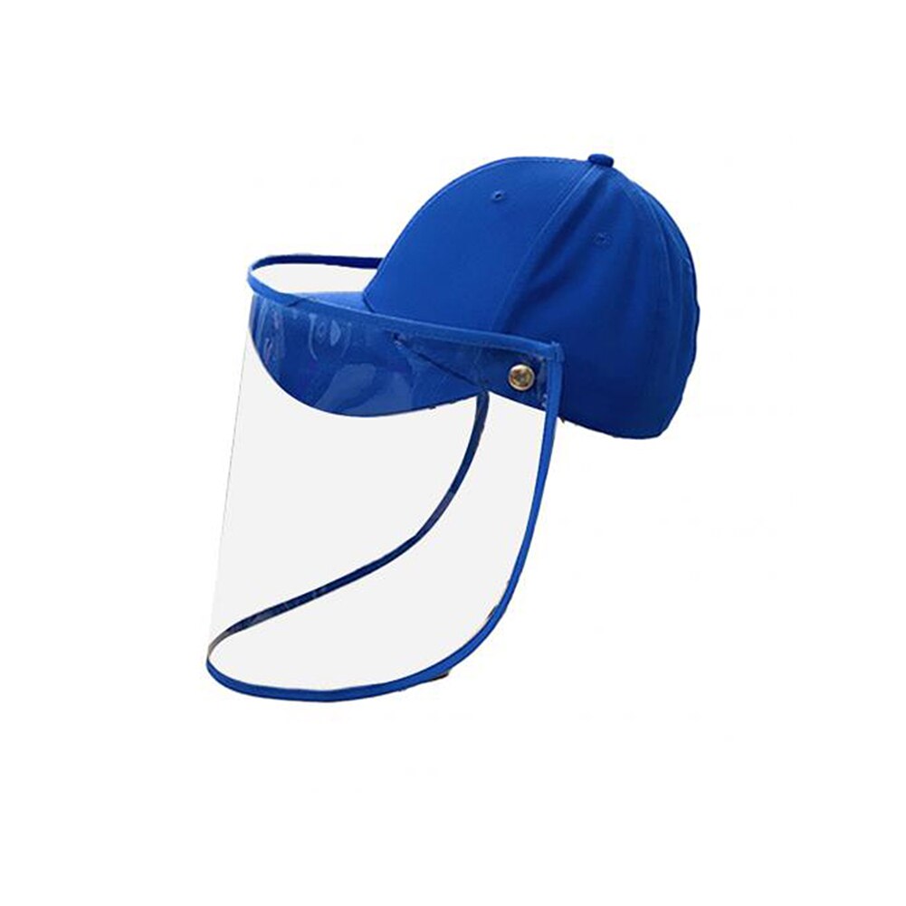 Outdoor Safety Protective Hats Baseball Caps with Removable Clear Anti-Droplet Saliva-Proof Dust-Proof Full Face Cover: Blauw