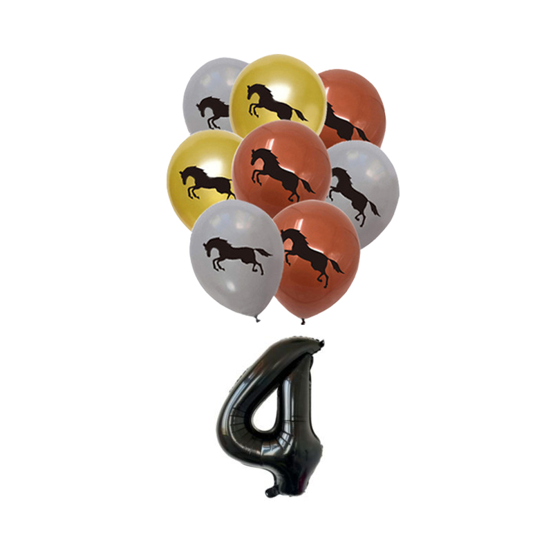 Decorazione per feste a tema cavallo impostato di palloncini con numero di cavallo Stoviglie usa e getta Tema cowboy Compleanno Forniture per bambino doccia Bomboniera per bambini