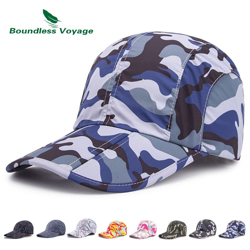 Casquette de Baseball pour hommes et femmes, Voyage sans limite, plage, , séchage rapide, pliable, Sport, respirant, pour l'extérieur: Camo blue