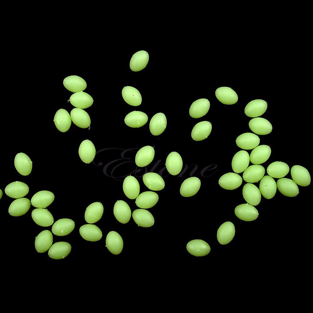 100Pcs Oval Luminous Fishing Lures Fishing Beads Sea Hard Floating Float Tackles 6 Colors: 6666
