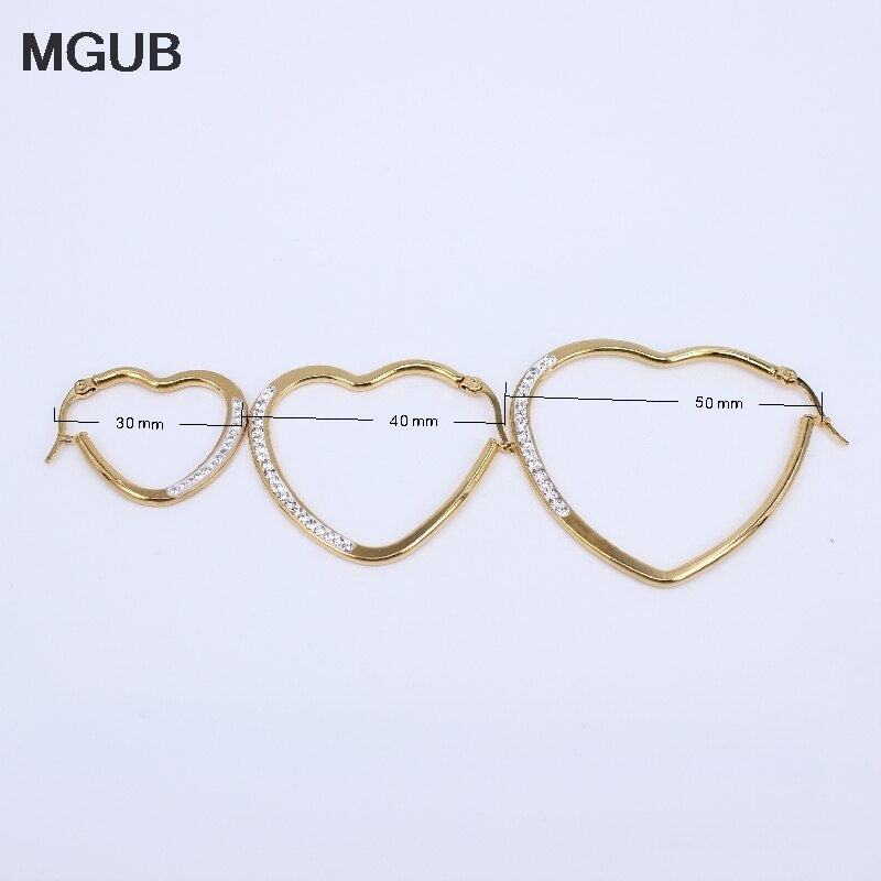 Boucles d'oreilles en forme de cœur, bijoux en acier inoxydable, couleur or, cristal de , accessoires pour femmes, , JX25