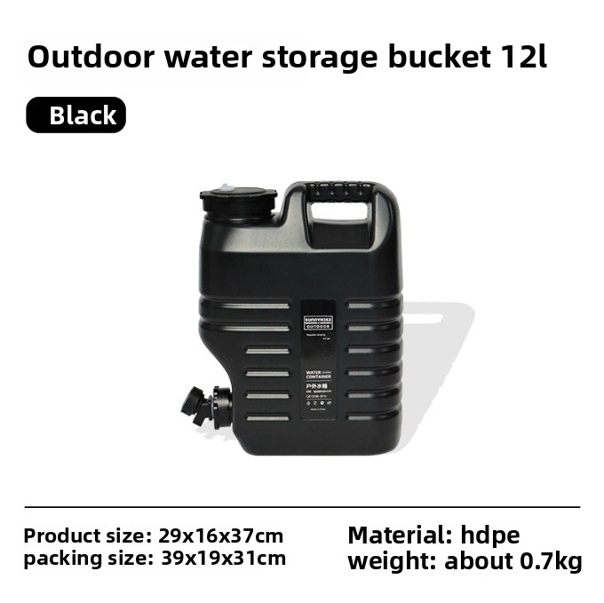 Cubo de agua portátil para acampar, contenedor de almacenamiento plegable para exteriores, cubo de plástico plegable de gran capacidad para Picnic, 1 Uds.: Negro