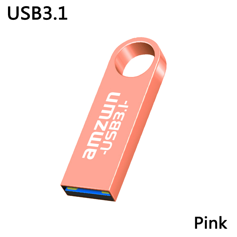 Metall USB3.1 Blitz Antrieb Pendrive 8GB 16GB 32GB 64GB hoch Geschwindigkeit Erinnerung Stock U Disk 128GB wasserdicht Schlüssel Ring Stock Schlüssel: Grün / 32GB