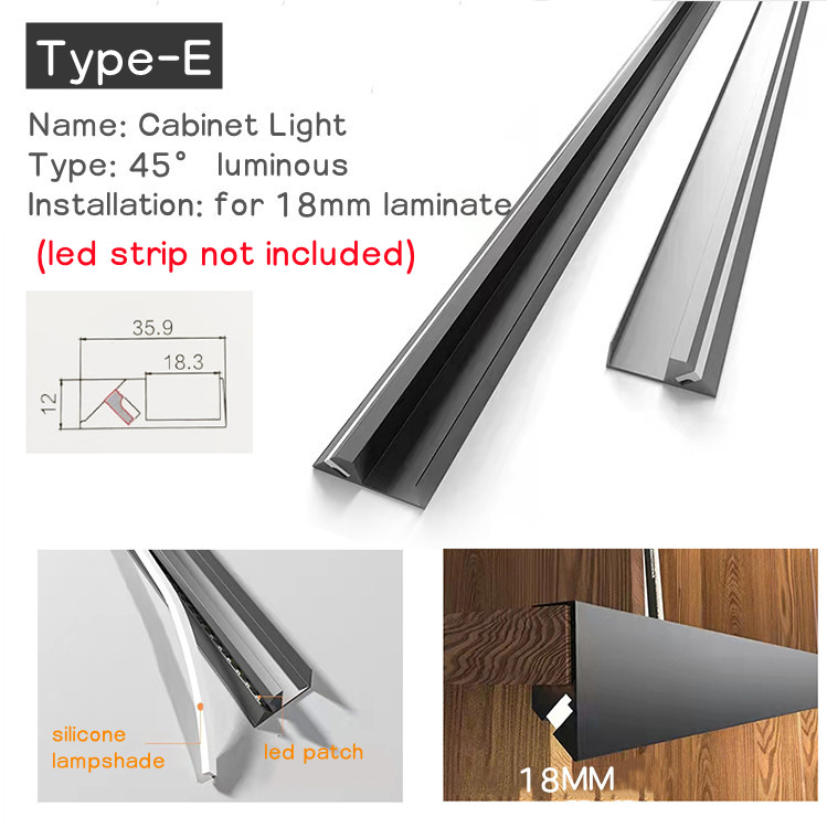 Black Led Built-in Profile Aluminum Linear Lighting for Panel Cabinets Showcase Shelves Led Channel Recessed/Surface Mounted