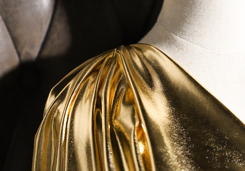 Golden Mirror Coating fabric 145cm Width TPU Artificial Leather Bright Gold Soft Metallic Cloth CG072
