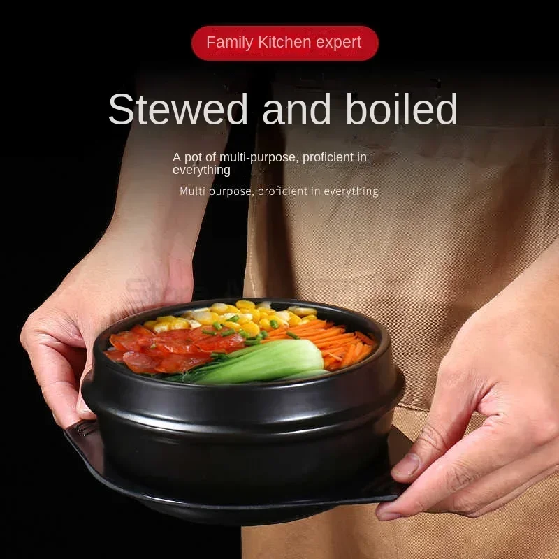 Koreansk Keramisk Skål Dolsot for Bibimbap, Suppe og Annen Mat med Brett