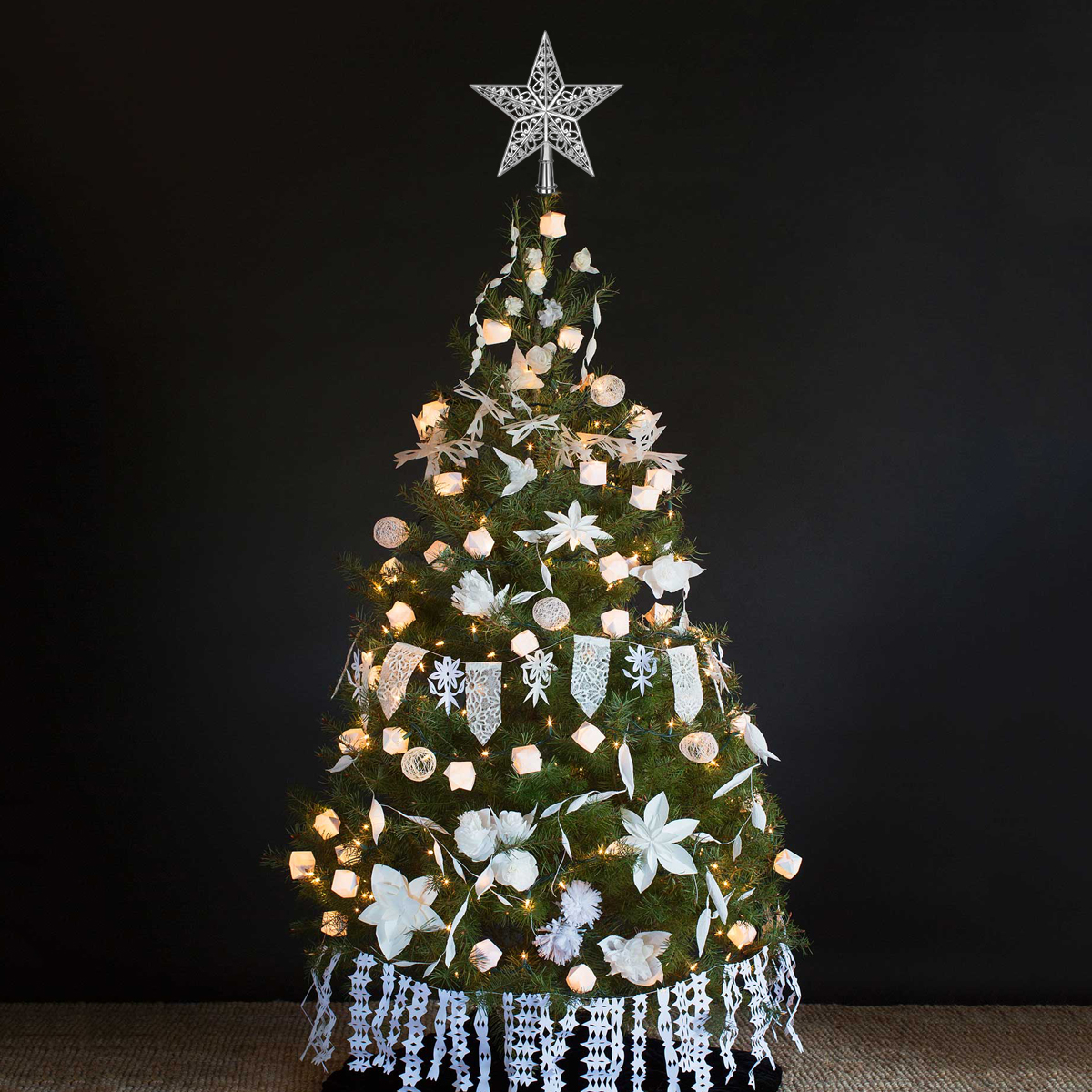 Uitgeholde Kerstboom Top Sparkle Star Schitterde Opknoping Xmas Tree Topper Decoratie Ornamenten Home Decor (Golden)