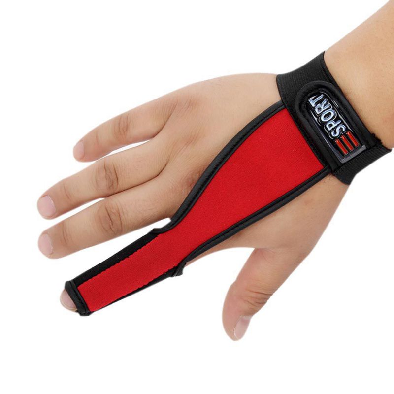 Guantes protectores para lanzar caña de pescar, guantes antideslizantes y transpirables para un solo dedo, rojo/negro/azul, 1 Uds.
