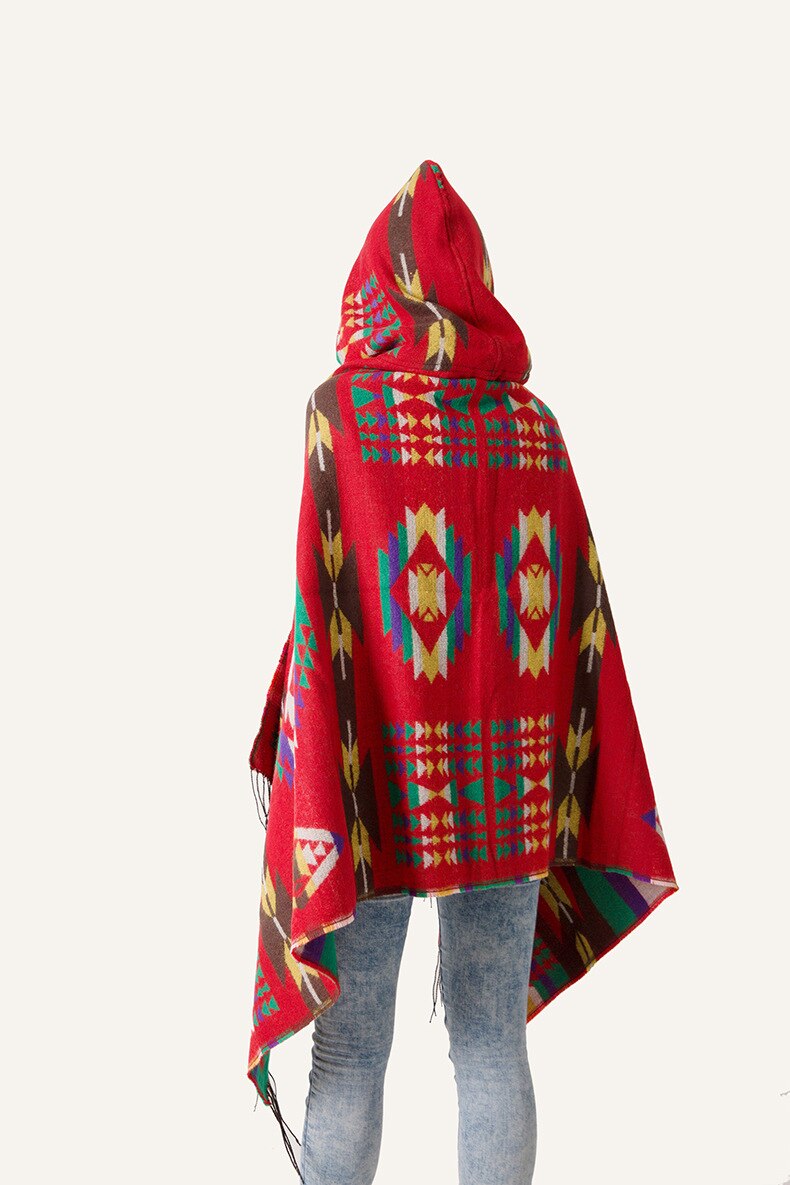 Etniske multifunktionelle boheme sjal tørklæde tribal frynser hættetrøjer stribede cardigans tæpper kappe sjal kvaster poncho frakke
