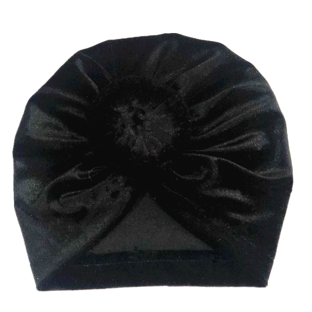 Småbørn piger børn baby fløjl donut hat stor sløjfe hårbånd pandebånd stretch turban knude hoved wrap: Sort