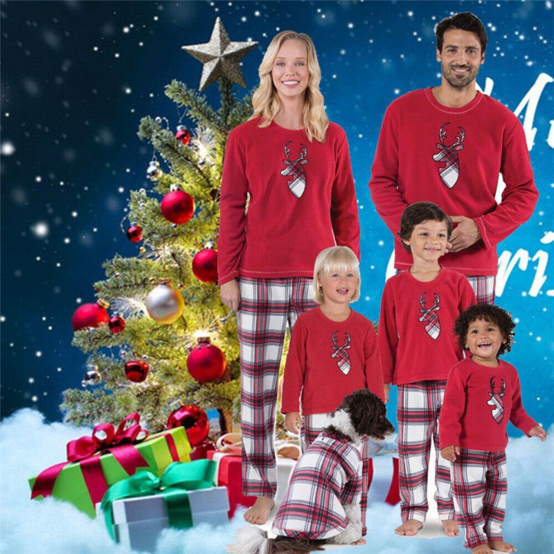 Pudcoco familie matchende julepyjamas sæt jule nattøj nattøj outfits