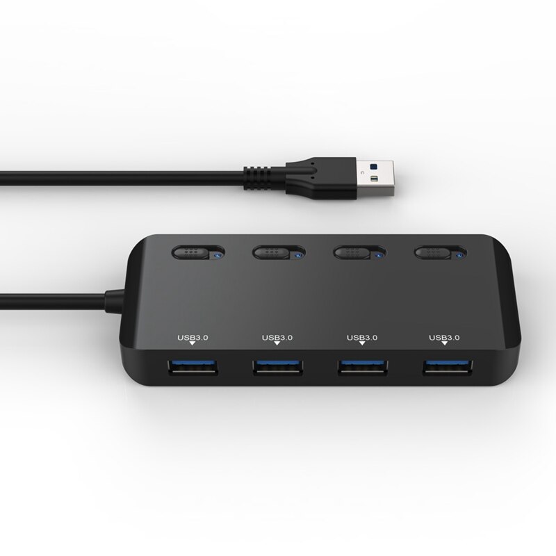 USB3.0 Hub 4 Port-Ultra Slim USB 3.0 Data Hub with Individual On/Off Switches and LEDs USB 3.0 Extension Splitter for PC